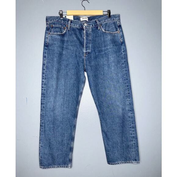 Agolde Wyman Low Rise Vintage Straight Jeans NWT Size 32 Dark Blue Wash - Picture 2 of 7